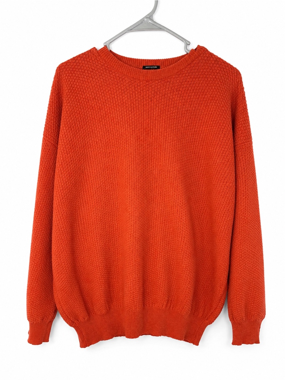 Neiman Marcus Exclusive Made in Scotland Cotton Cashmere Orange Sweater - Picture 2 of 7